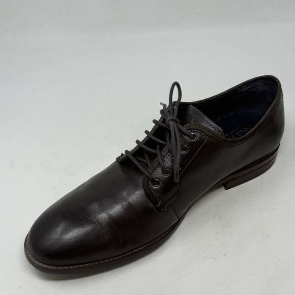 Cole Haan Grand Warner Shoes Mens 9.5 Gray Leather Classic Oxford Derby Dress - Picture 9 of 16